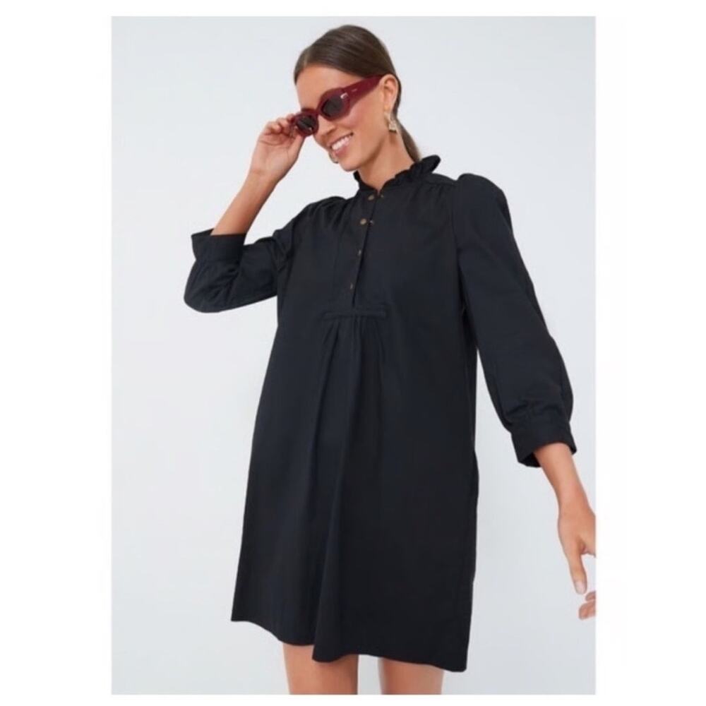 Pomander Place Womens Claiborne Dress Size S Black Poplin Preppy Spring Classic